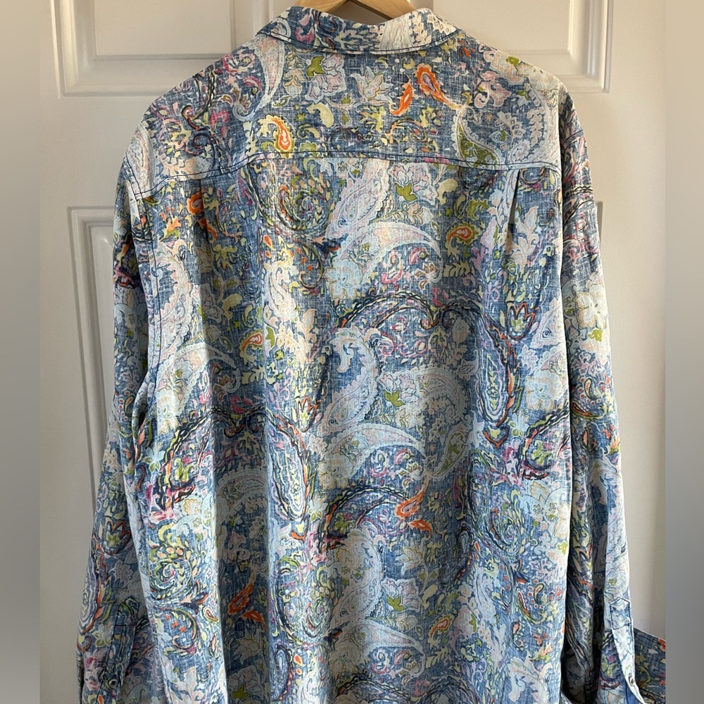 Tommy Bahama Men's Paisley Button-Down Shirt in Blue, Green, Orange - Picture 2 of 8